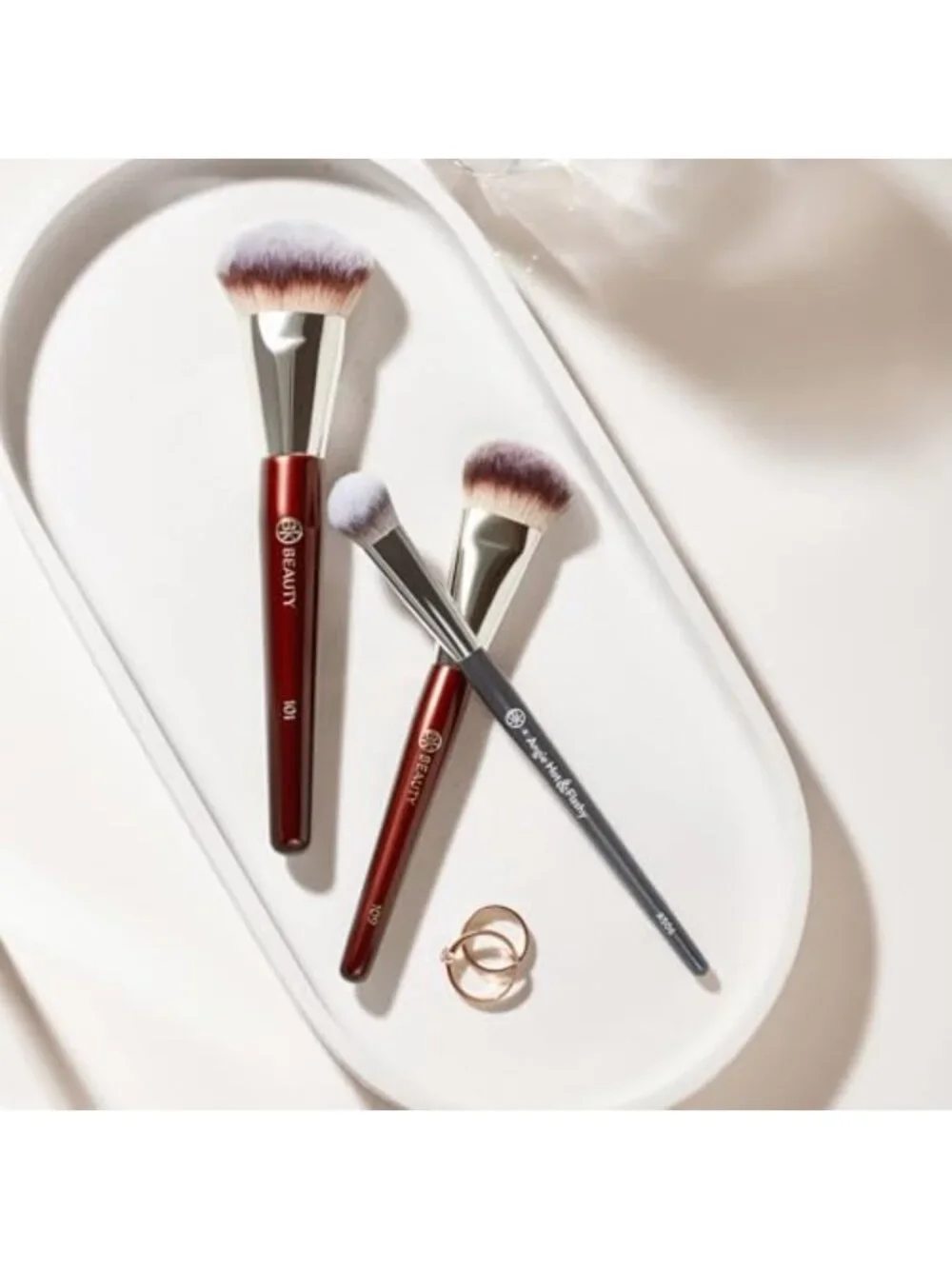 Face Brush Trio Set - Foundation, Mini & Concealer Brushes for Flawless Makeup